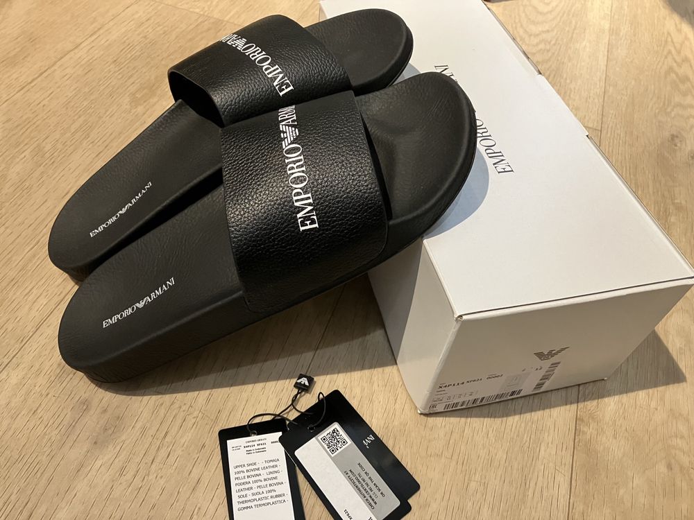 Emporio Armani skórzane męskie klapki Nowe roz.46