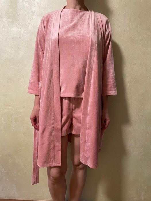 Домашній велюровий костюм трійка