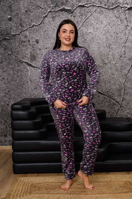 Батальні махрові жіночі пижами, 2XL, 3XL, 4XL