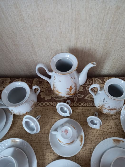 ВИНТАЖ.Сервиз кофейный фарфоровый "Летят утки" "Охотничий" "На охоте"