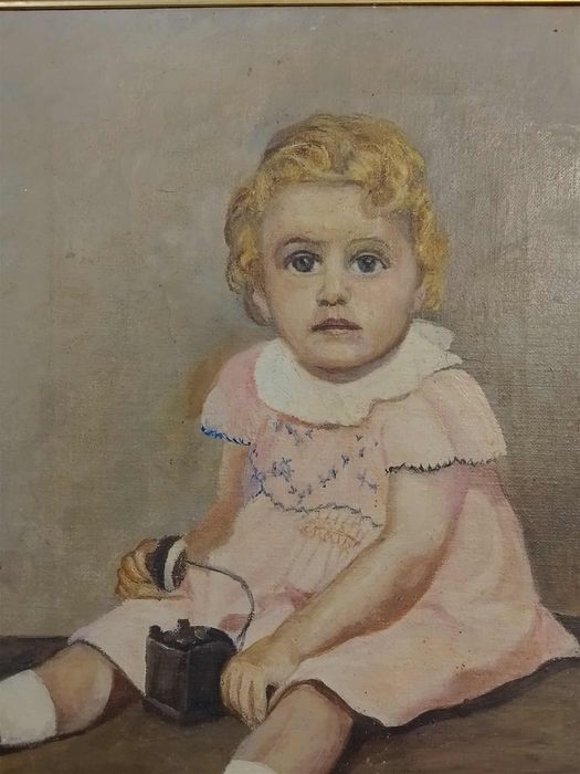 Stary obraz na płótnie sygnowany portret