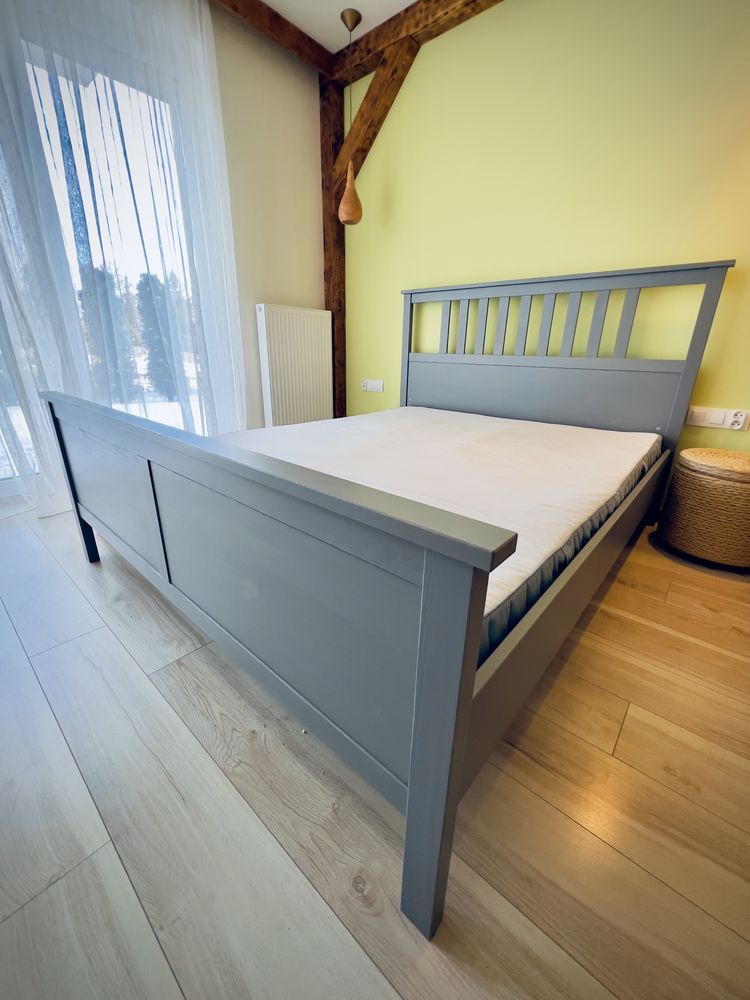 Łóżko Ikea rama Hemnes 160 x 200 szare bejcowane lite drewno