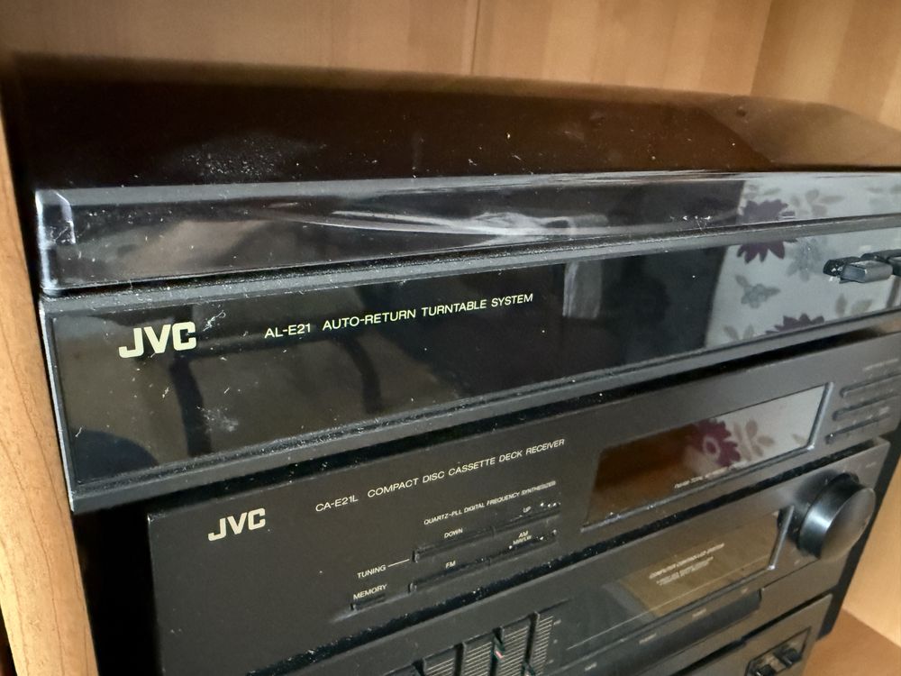 Wieża JVC vintage + oryginalny głośnik – gramofon, CD, radio, kasety