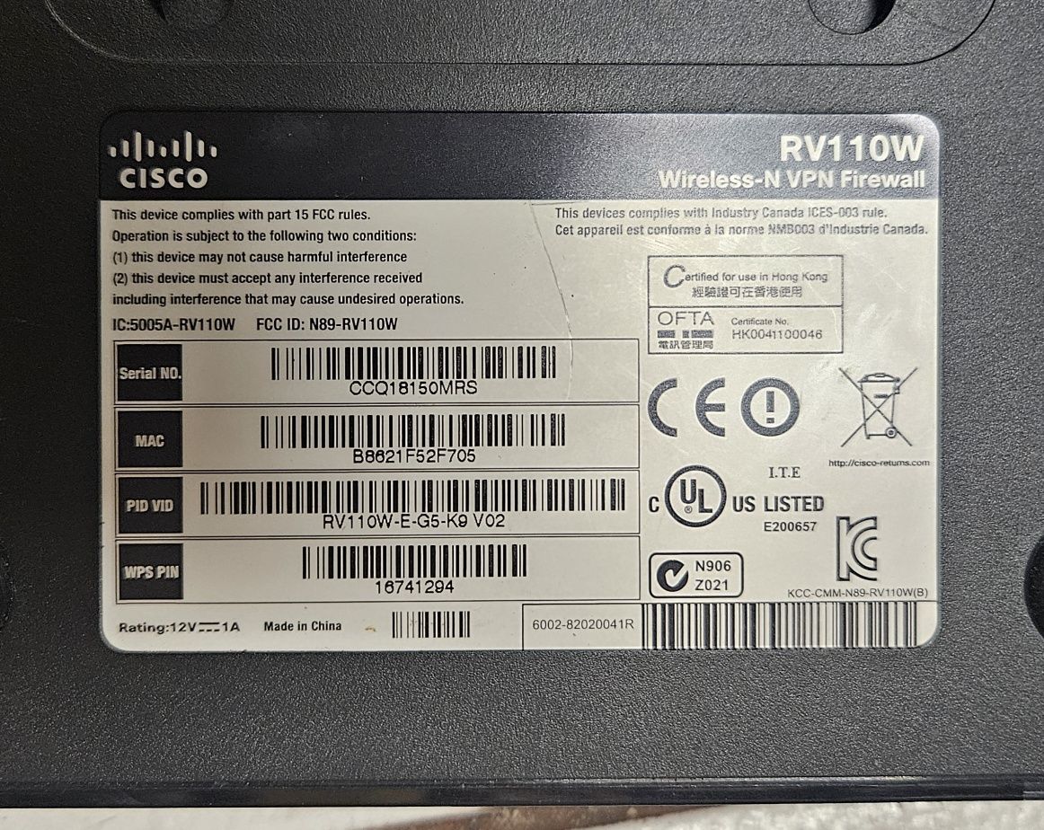 Cisco router VPN RV110W