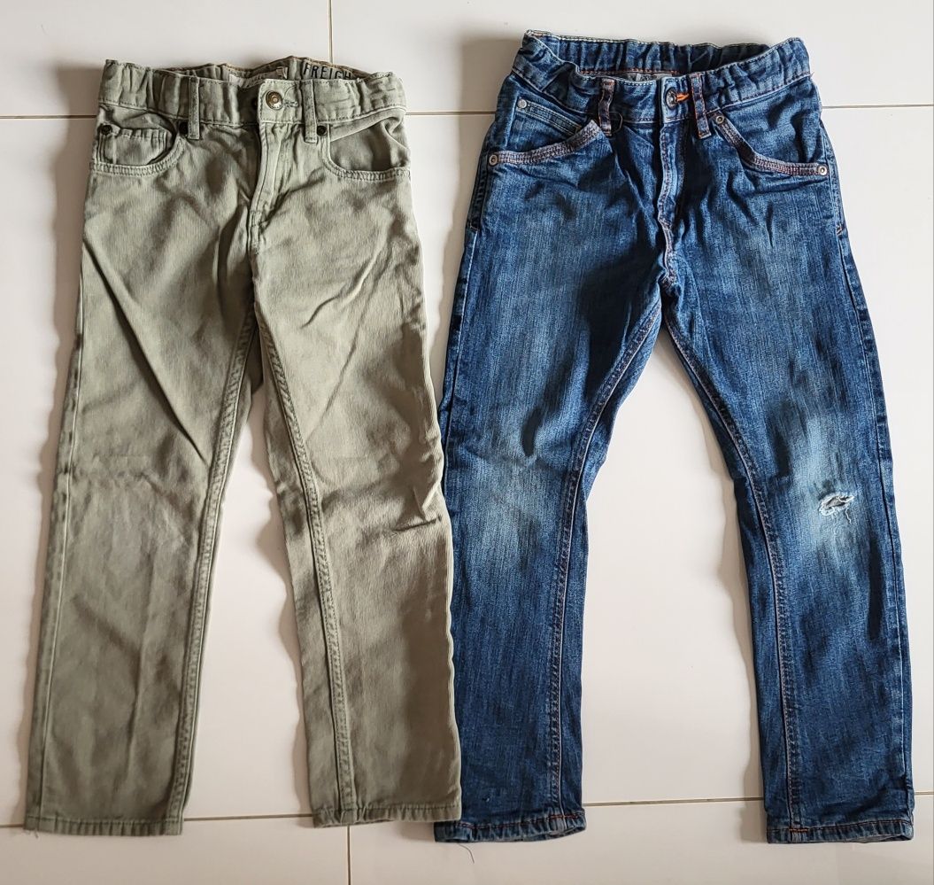 2 pary spodnie chłopięce H&M jeansy ocieplane, 5-6 lat, wzrost 116