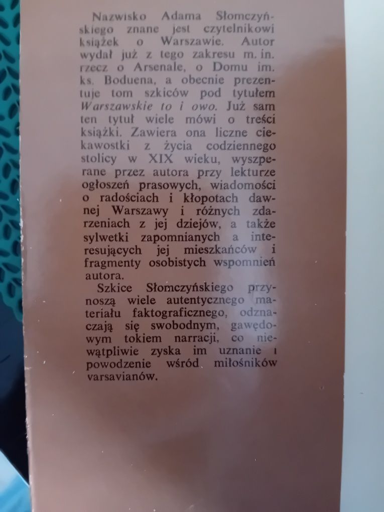 "Warszawskie to i owo "Adam Słomczyński