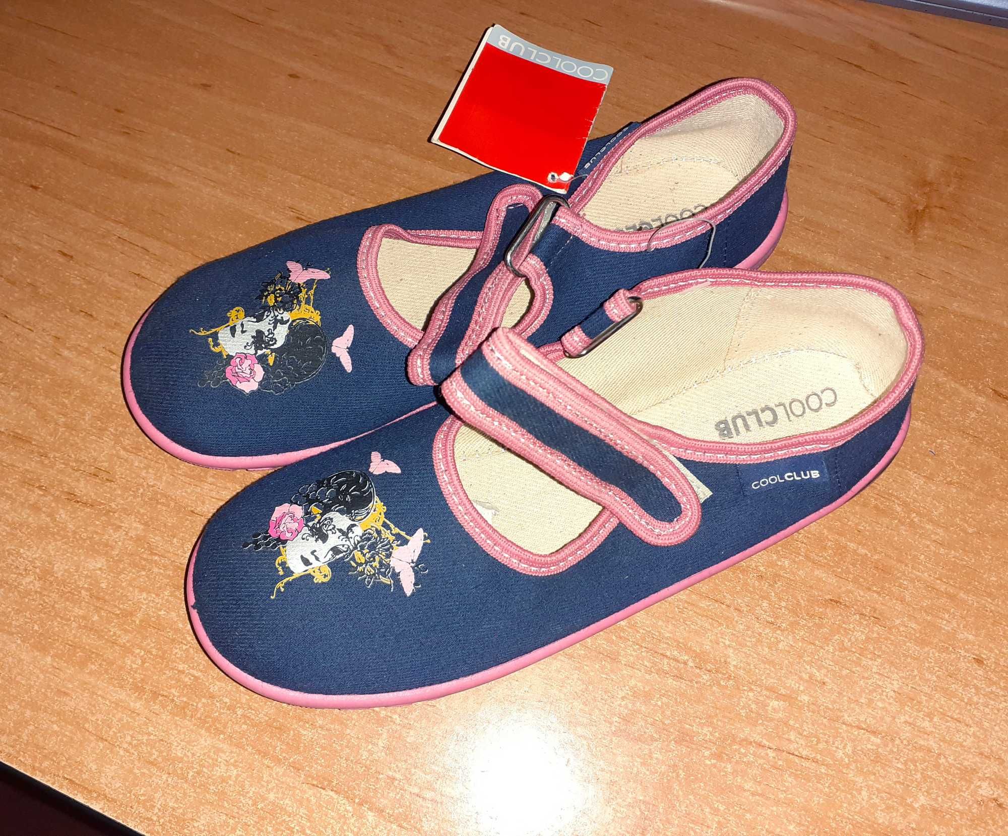 Мокасины на липучках для девочки: сине-розовые, текстильные. 33 размер
