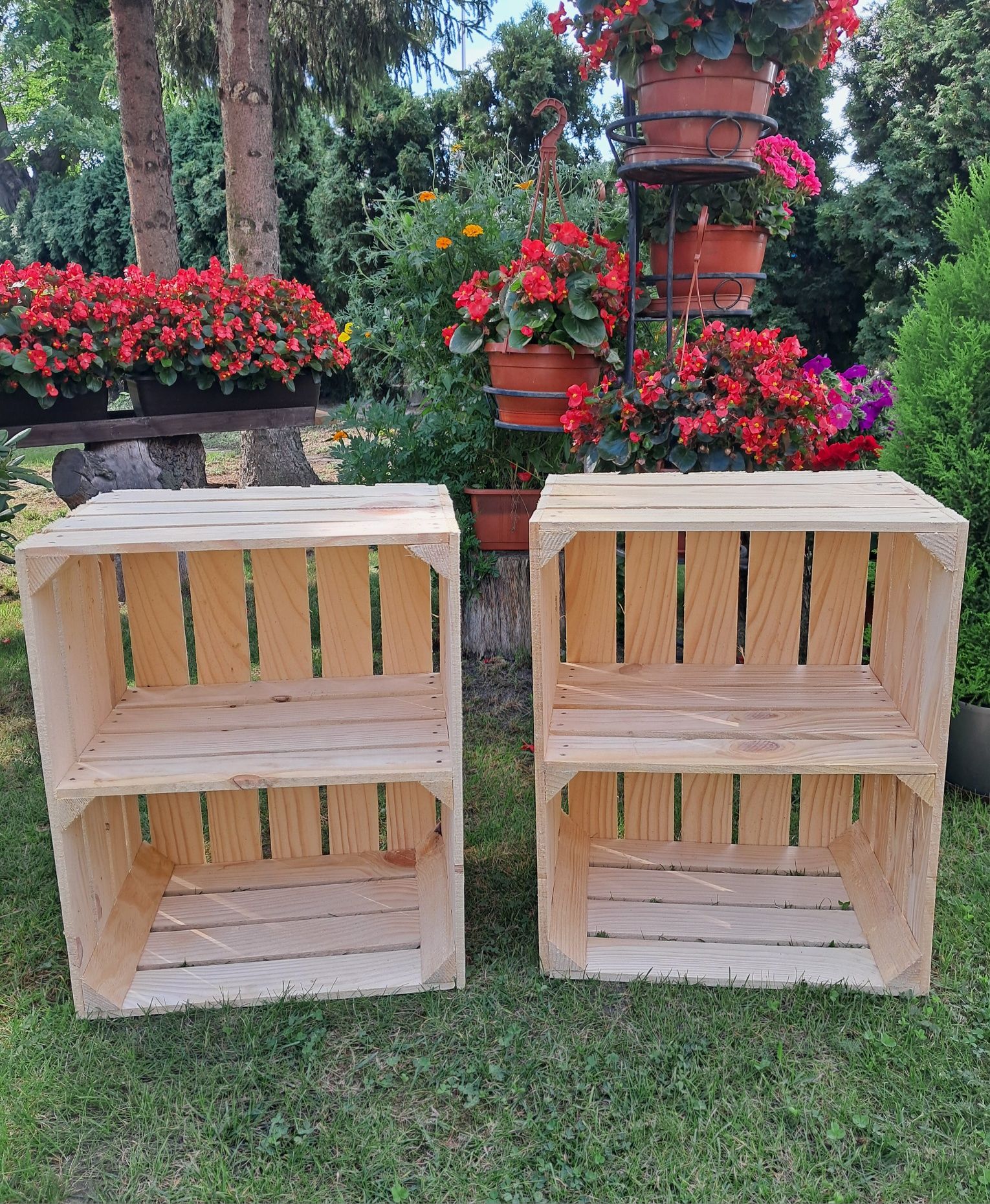 Dwie nowe skrzynki drewniane z półką krótką 50x40x30 przesyłka OLX