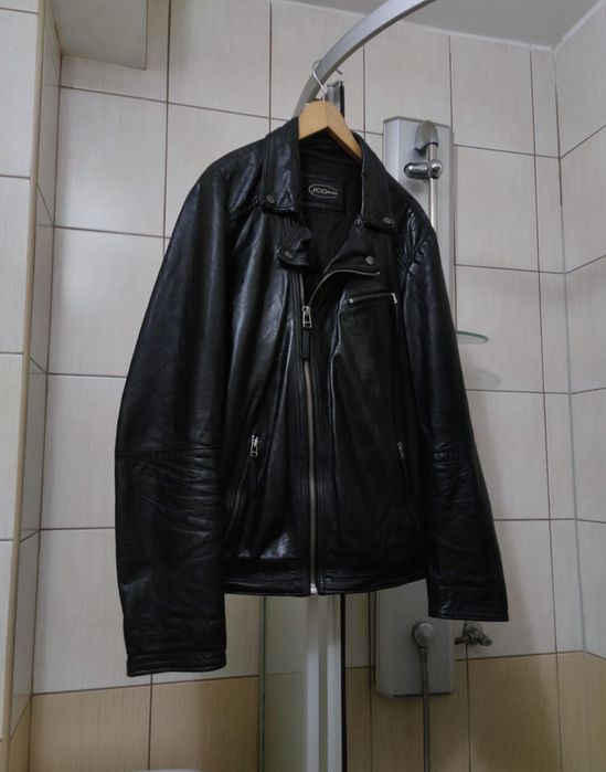 kurtka skórzana czarna vintage JC Collection skóra elegancka Black XXL