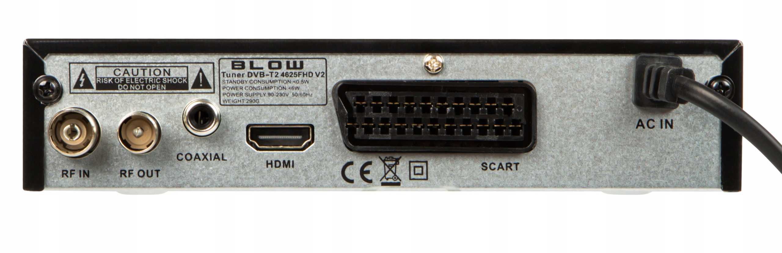 Tuner dekoder dvb-t2 naziemnej h.265 HEVC FULL HD HDMI pilot baterie