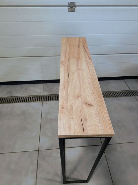 Konsola, loft, dąb Craft zloty, profile czarne, nowoczesna