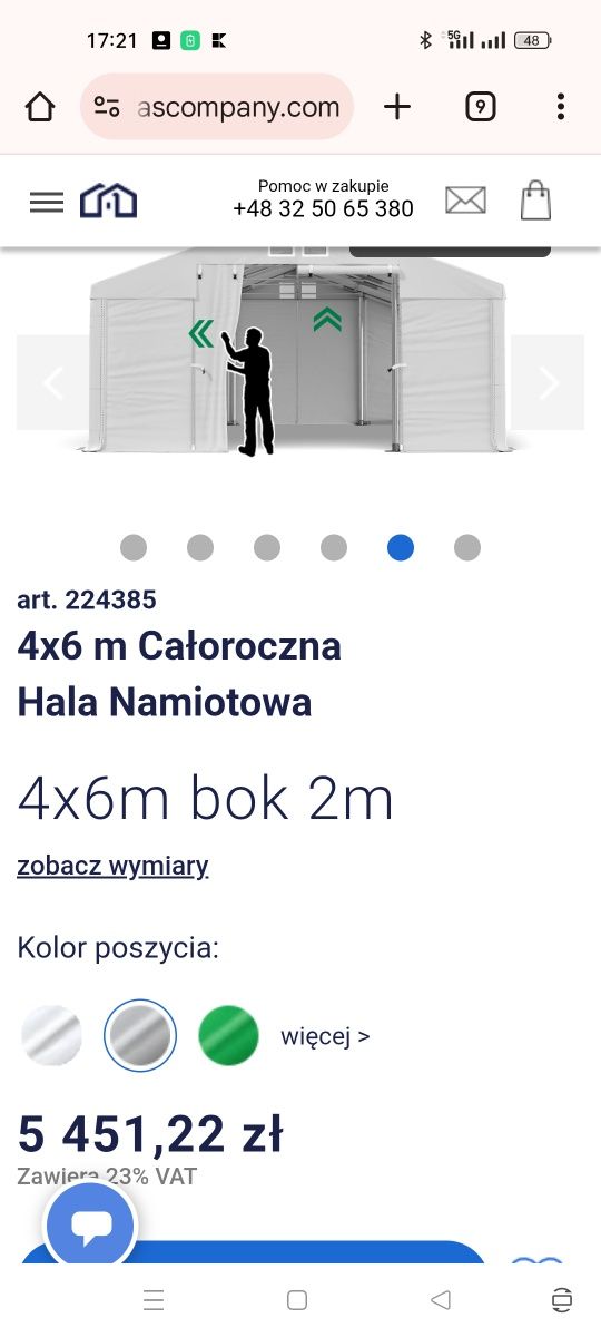 Hala namiotowa w bardzo dobrym stanie technicznym i wizualnym