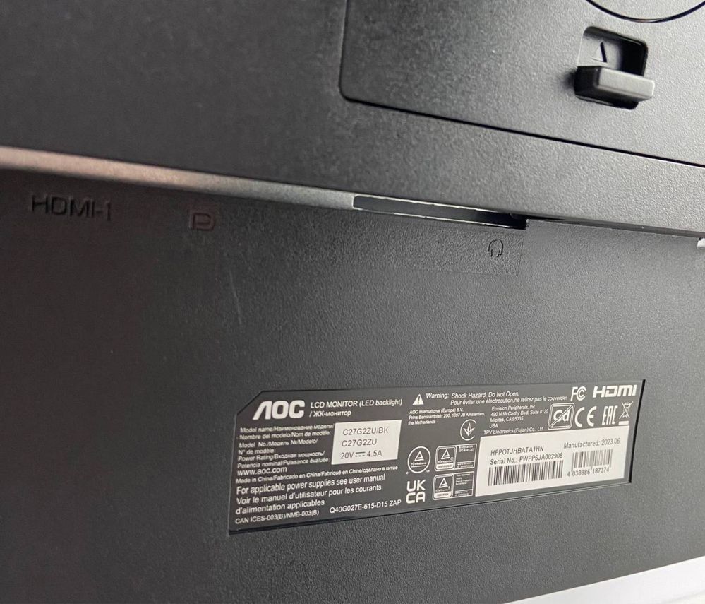 Монітор AOC 240 Hz 0.5 Mc Curred