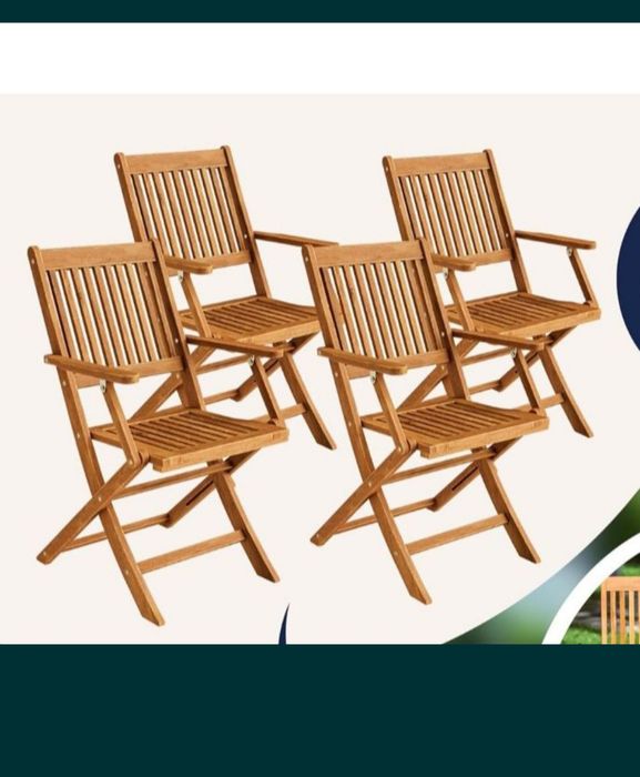 Nowe Krzesła drewniane ogrodowe 4 sztuki meble akacjowe zestaw krzese