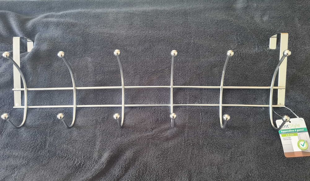 Gancho de porta portátil em ferro com 6 ganchos