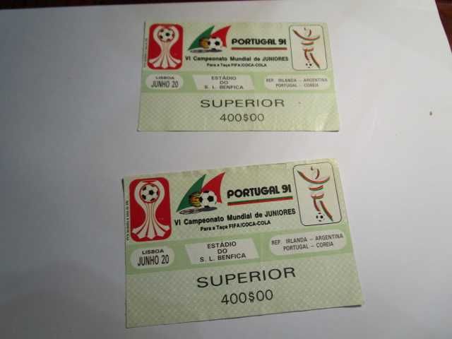 Bilhetes mundial Juniores Portugal 1991