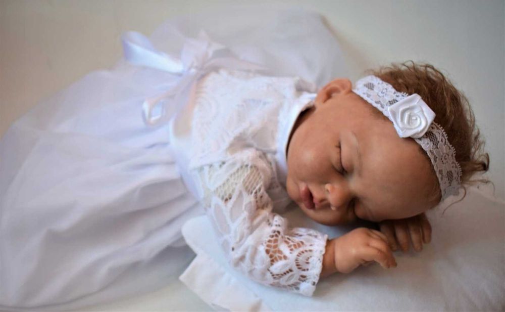 Lena 4 częściowy Komplet Sukienka Płaszcz do CHRZTU