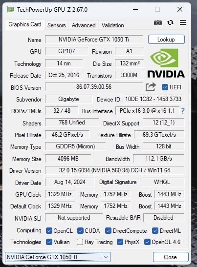 Відеокарта Gigabyte GTX 1050TI 4gb