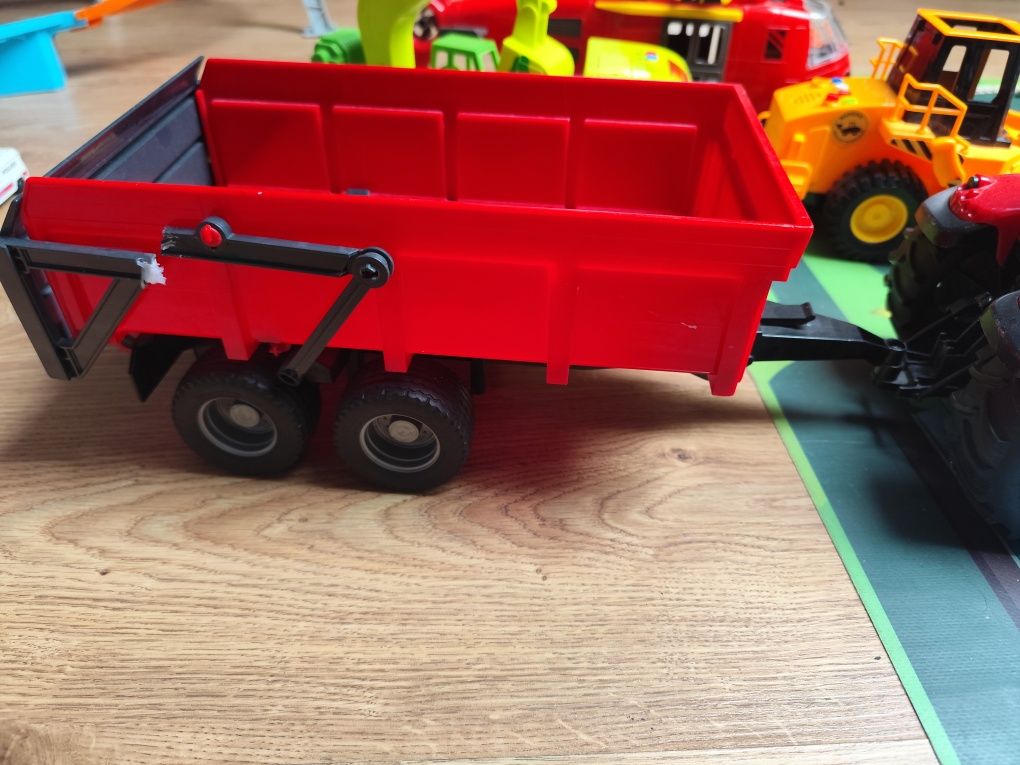 Zestaw auta duże pojazdy traktor helikopter
