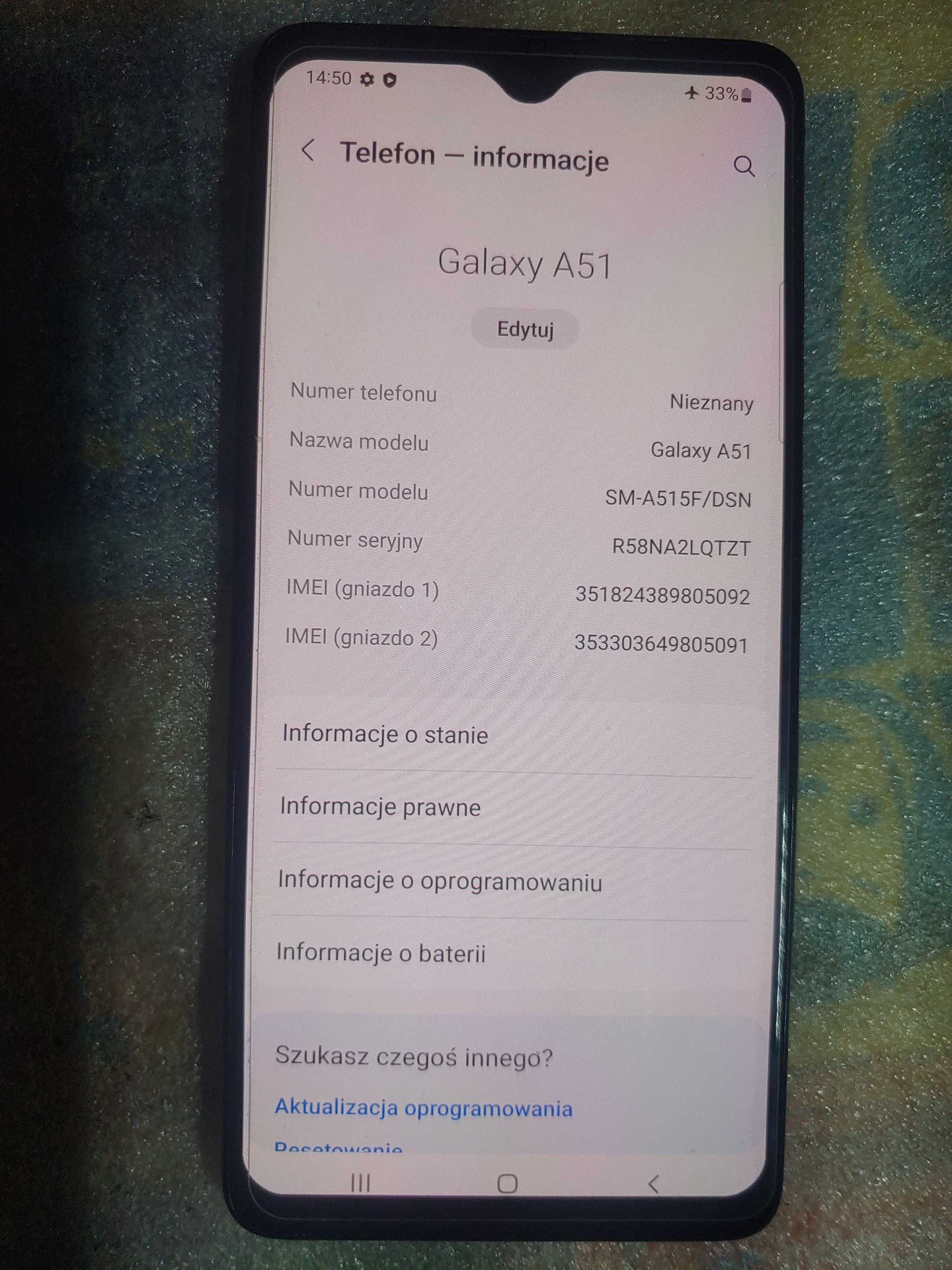 Smartfon Samsung A51  ( SM-A516B/DS ) niebieski bez blokad