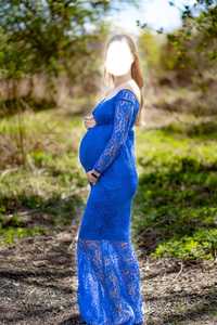 Sukienka do sesji ciążowej, maxi, niebieska