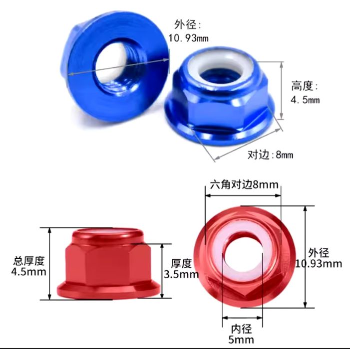 Гайки М5 4шт (комплект) права та ліва різьба.