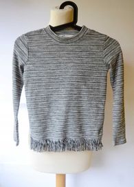 Sweter 134 140 cm 8 10 lat H&M Frędzle Melanż