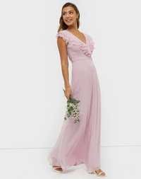 NLY NELLY Sukienka romantyczna maxi różowa XL