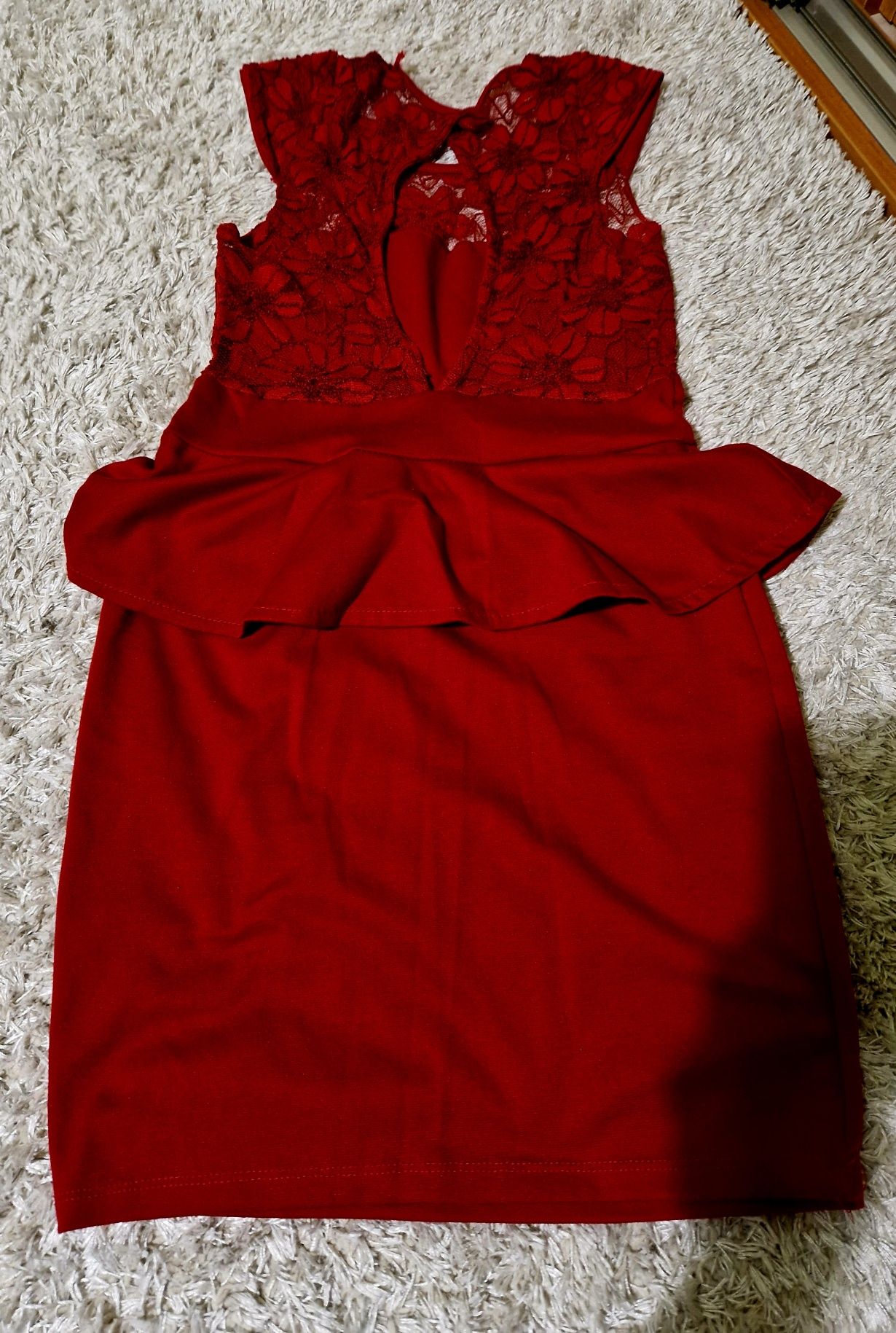 Sukienka elegancka,bordowa z koronką, rozmiar M, 38
