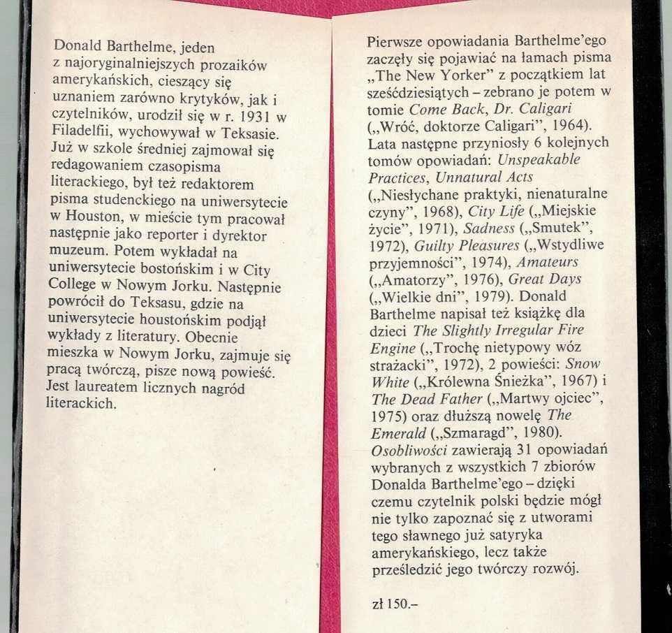 Osobliwości Donald Barthelme  PIW