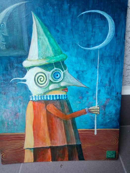 Leszek Kostuj olej akryl na płótnie 45 x 35 Uzurpator