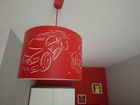 Lampa wisząca z abażurem Żyrandol Cars Czerwony pokój dziecięcy