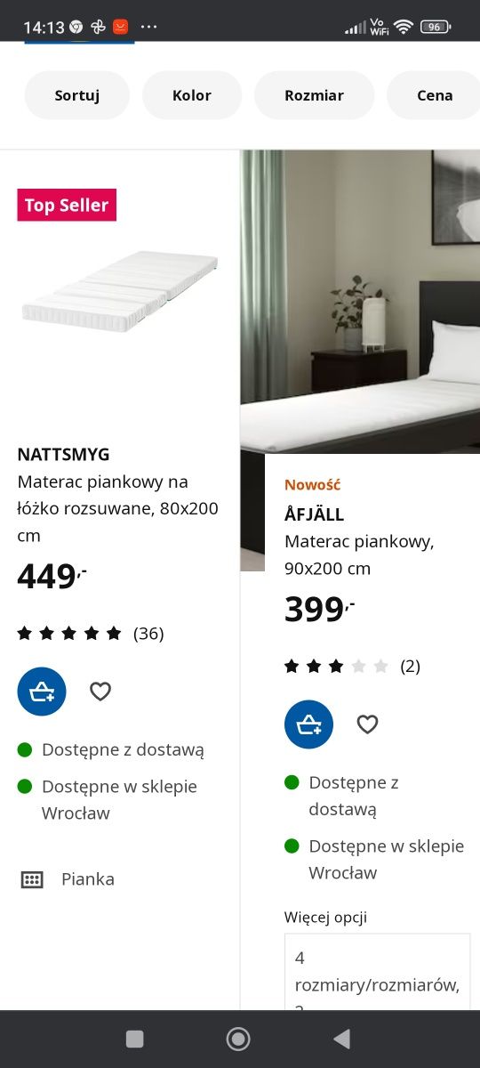 Dwa łóżka za 1/3 wartości Ikea MINNEN