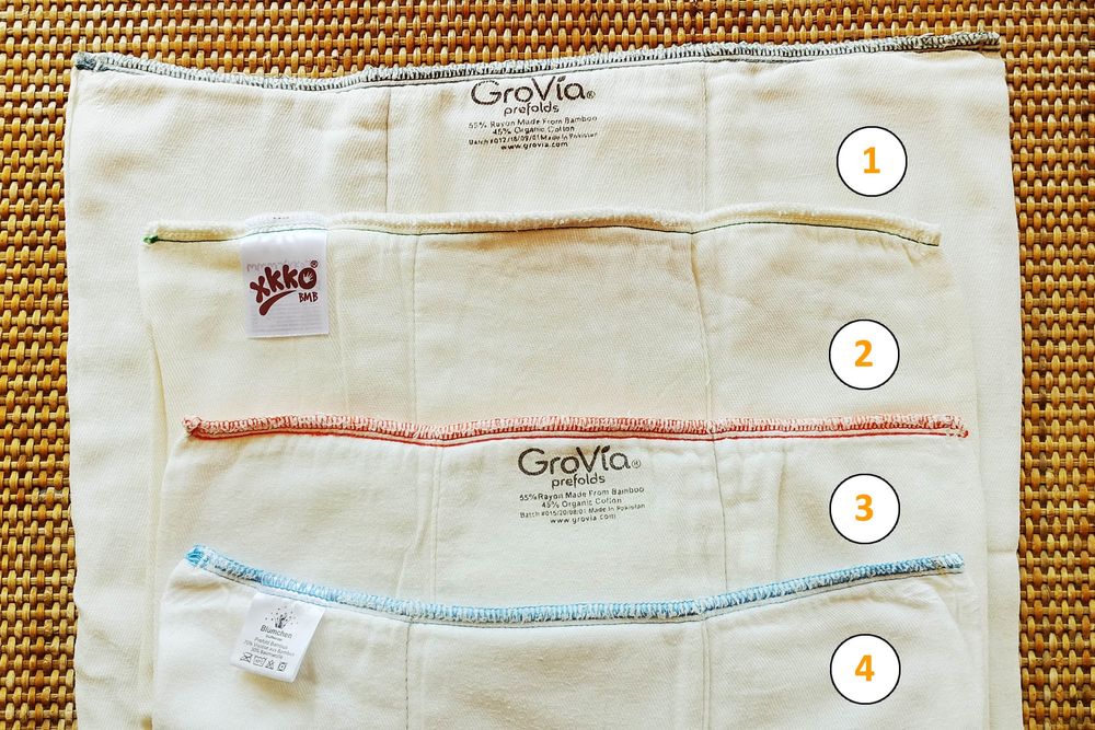 Fraldas pré dobradas, fralda ajustada, absorventes, outros