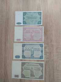 piękny zestaw  kopii banknotów z 1947 roku (20 , 100 , 500 , 1000)