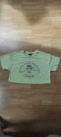 Crop top 42/44Damska zielona koszulka o krótkim kroju, rozmiar L, z ok