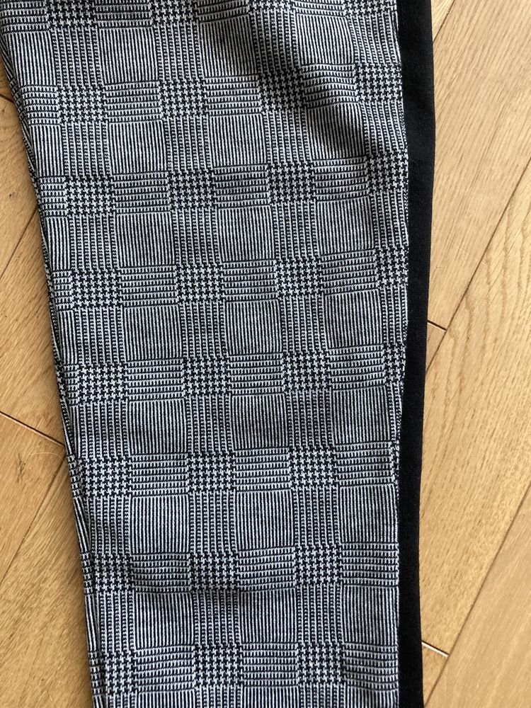H&M materiałowe spodnie czarno- białą kratę roz. 146