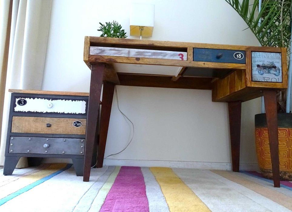 Konsola / biurko kolonialne - drewno egzotyczne mango z AlmiDecor