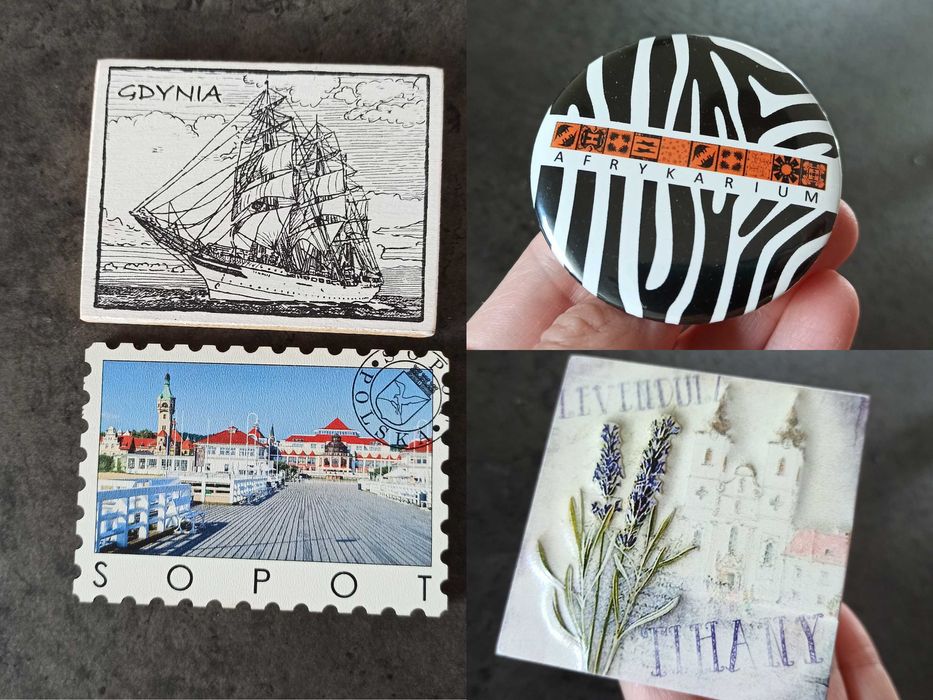 Zestaw 4 magnesów Sopot Gdynia Wrocław zoo Węgry