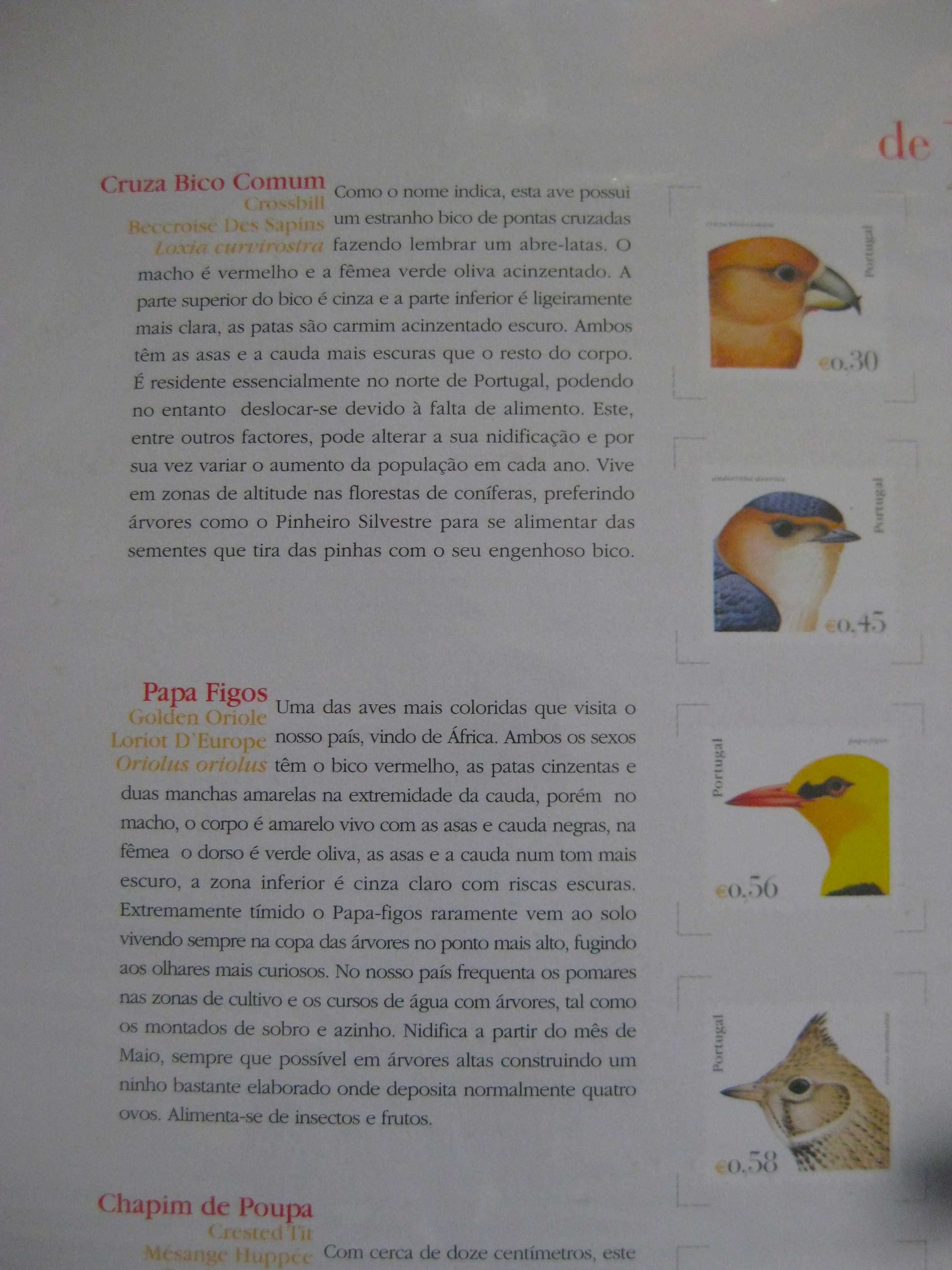 Carteira de Selos Aves (5º Grupo) 2004 sem Selos