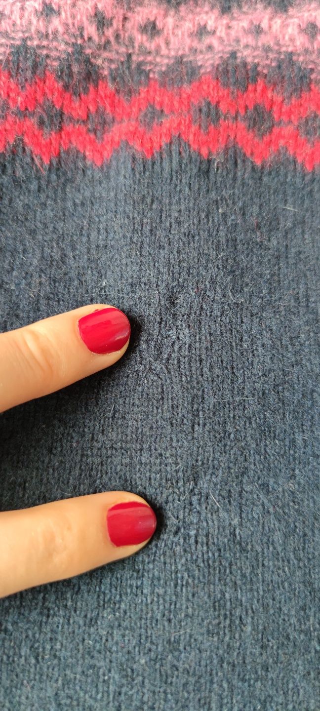 Wełniana sukienka z rękawem 3/4 70% wełna owcza  20% angora granatowa