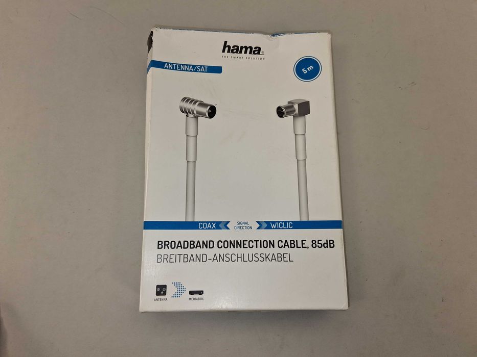 N124 Kabel Antenowy TV-SAT HAMA 5M Wtyki Kątowe Złącza CoaxWiclic 85dB