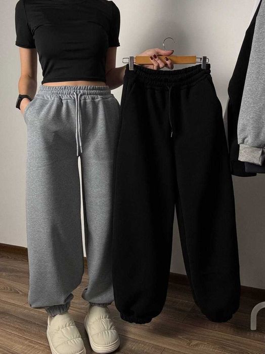 Жіночі зимові теплі спортивні штани джогери об'ємні штани НА ФЛІСІ