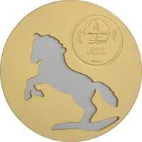 Togrok 500 Mongolia 2014 KOŃ HORSE Ag/Au 925 moneta kolekcjonerska