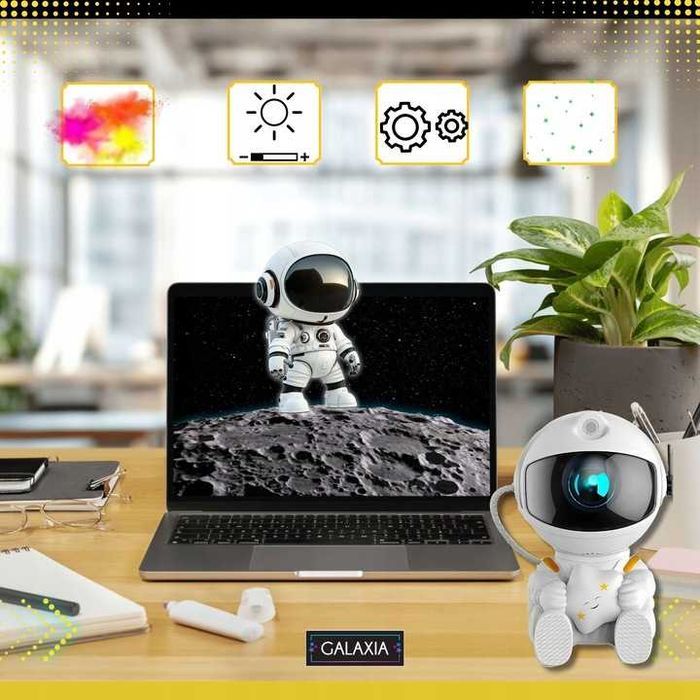 Projektor Gwiazd ASTRONAUTA Dla Dzieci Lampka Nocna Rzutnik Laserowy