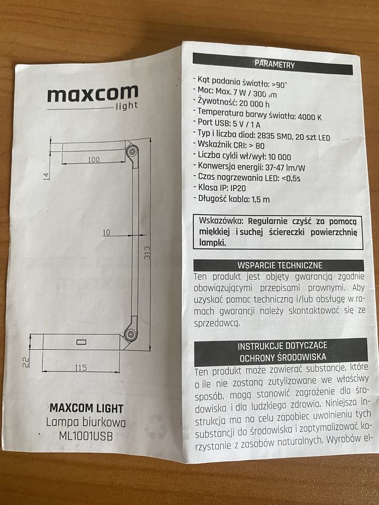 LED лампа 1001 Maxcom ( Польша)черная новая