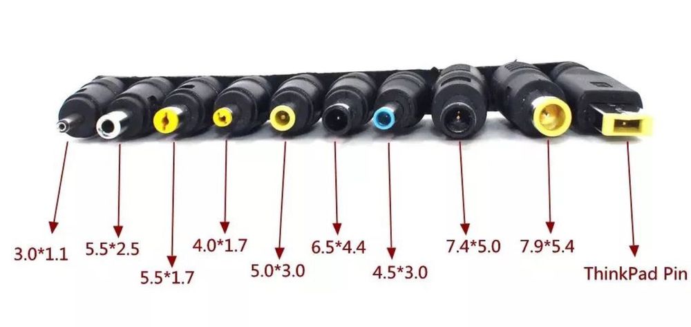 Кабель живлення для ноутбука з набором перехідників 100W