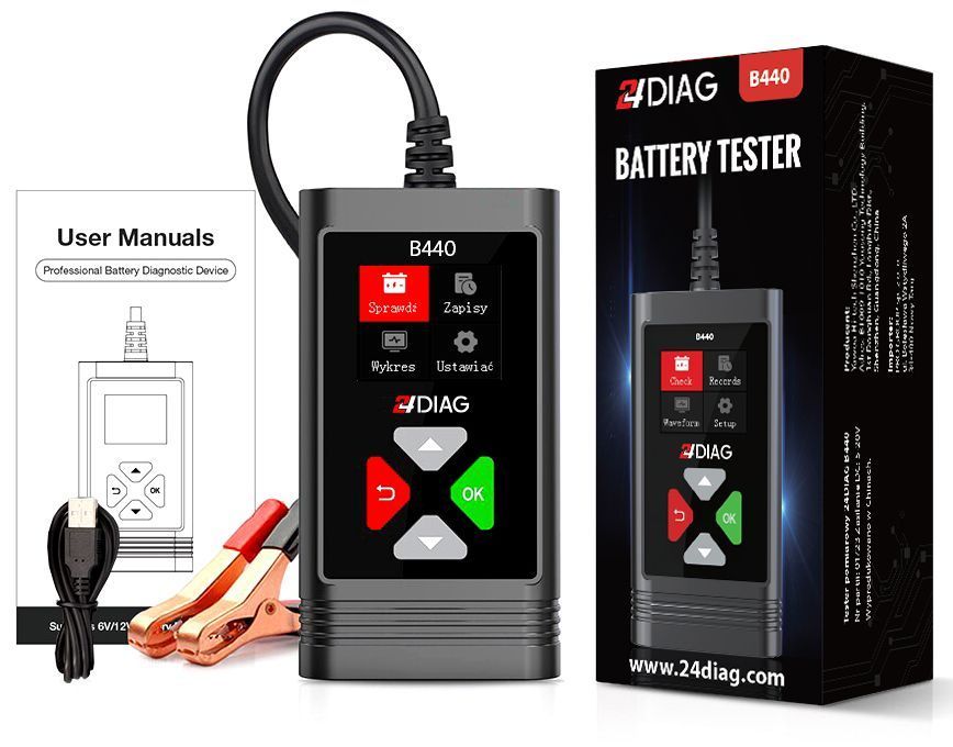 TESTER DO AKUMULATORÓW BATERII 6V 12V 2-220AH 24DIAG B440