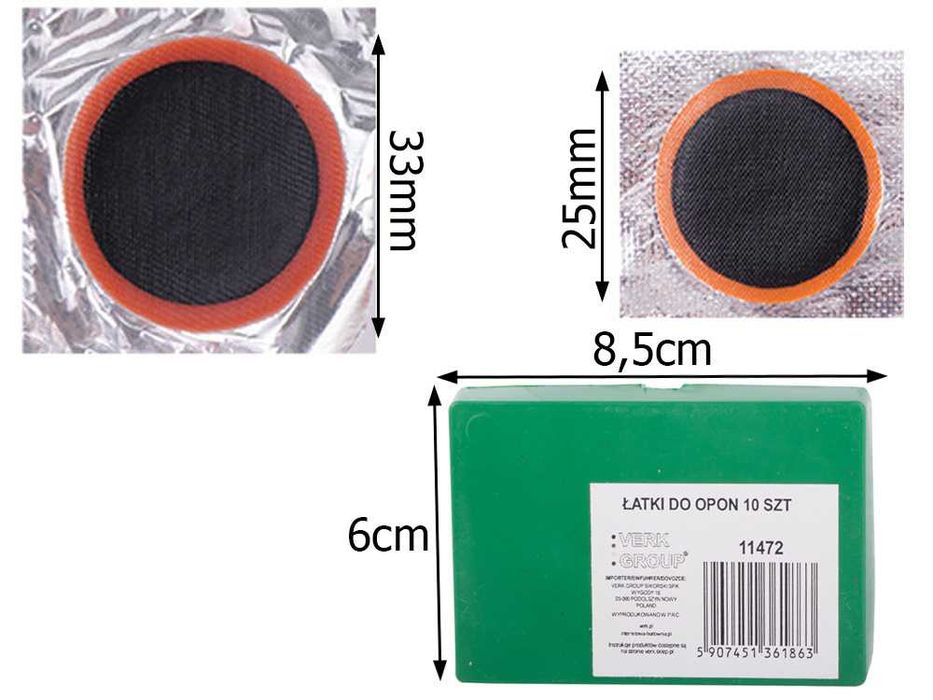 Zestaw naprawczy do opon rowerowy łatki klej wielorazowy do dętek