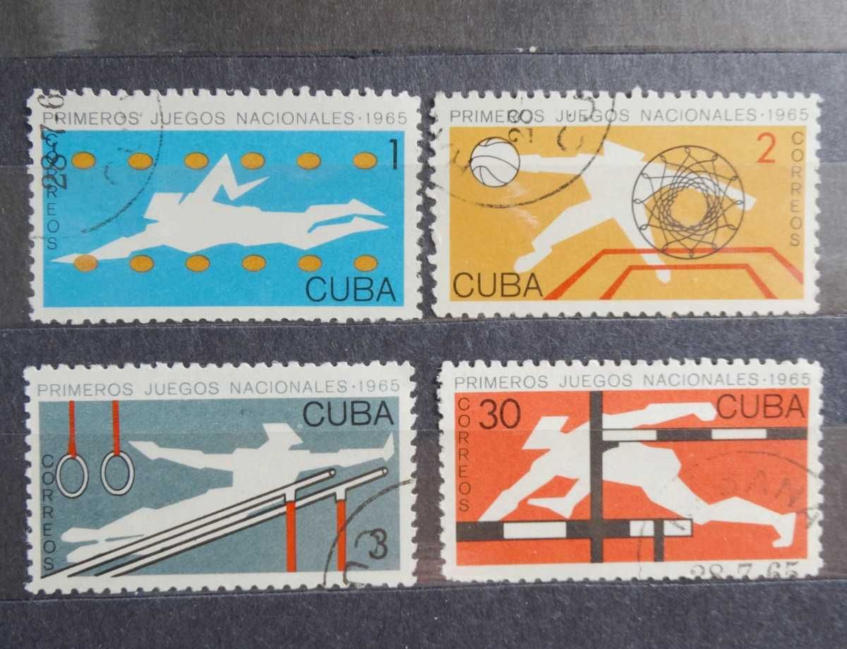 Znaczki pocztowe, Kuba 1965 r. Sport pełna seria, kasowane